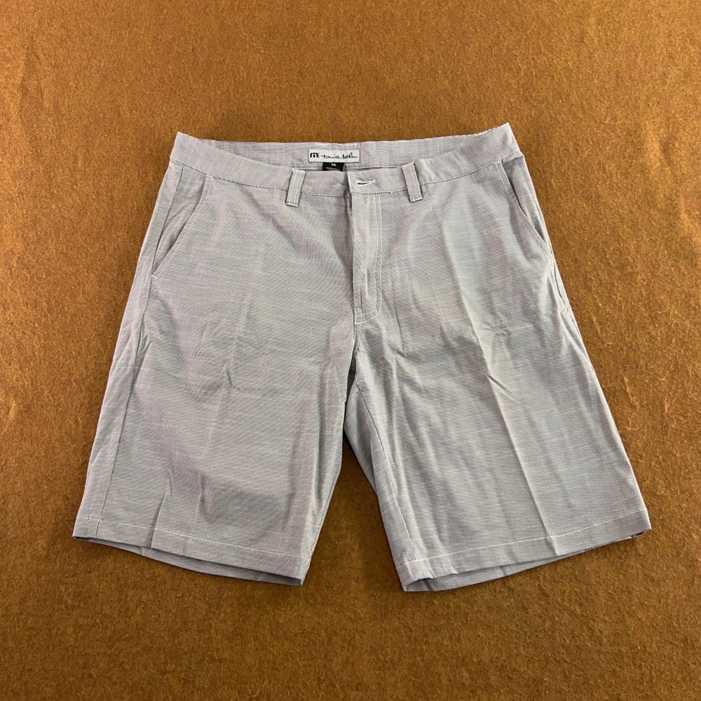 TravisMathew Mens 36 Grey Micro Stripe Stretch Performance Golf Shorts
